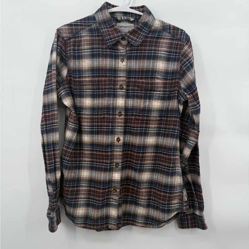Carhartt‎ Plaid Button-Down Shirt in Brown, Blue & Cream